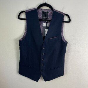 NEW $225 Ted Baker Mens US 34 Business Formal Navy Suit Vest Button Waistcoat